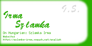 irma szlamka business card